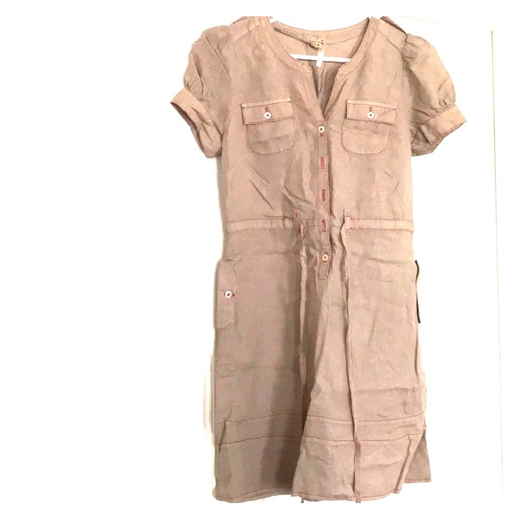 Maeve linen dress in beige. Size 2. - Picture 1 of 5